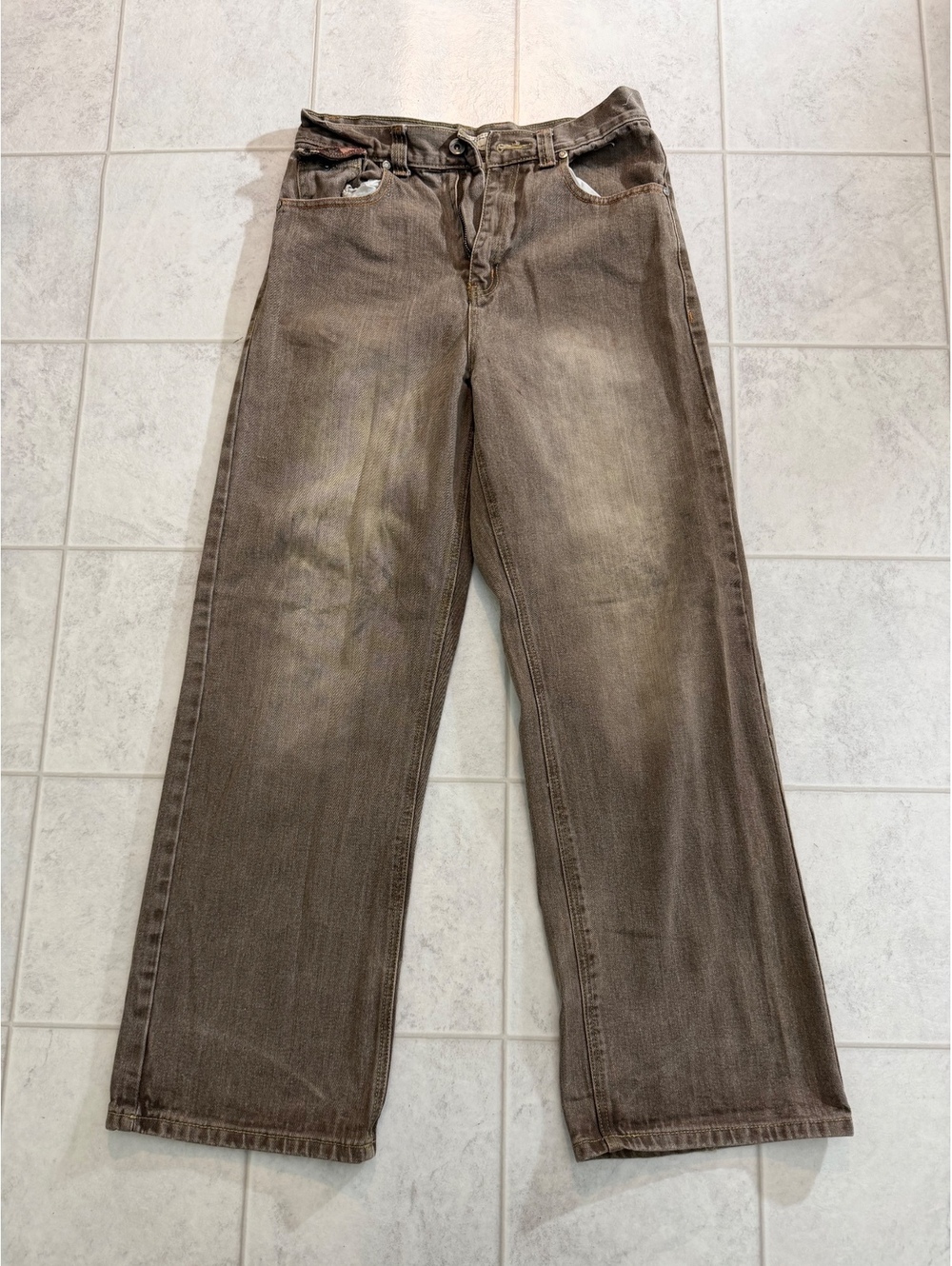 Chams Brown Denim Jeans with Unique Pocket Design Size 16